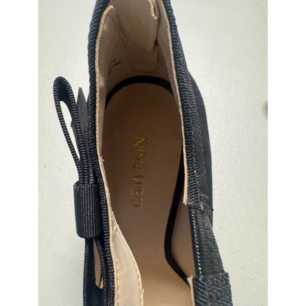 Nine West Gushing Pump Bow Heels Black Ankle Strap Bow Womens 6M NWOT - Picture 3 of 10